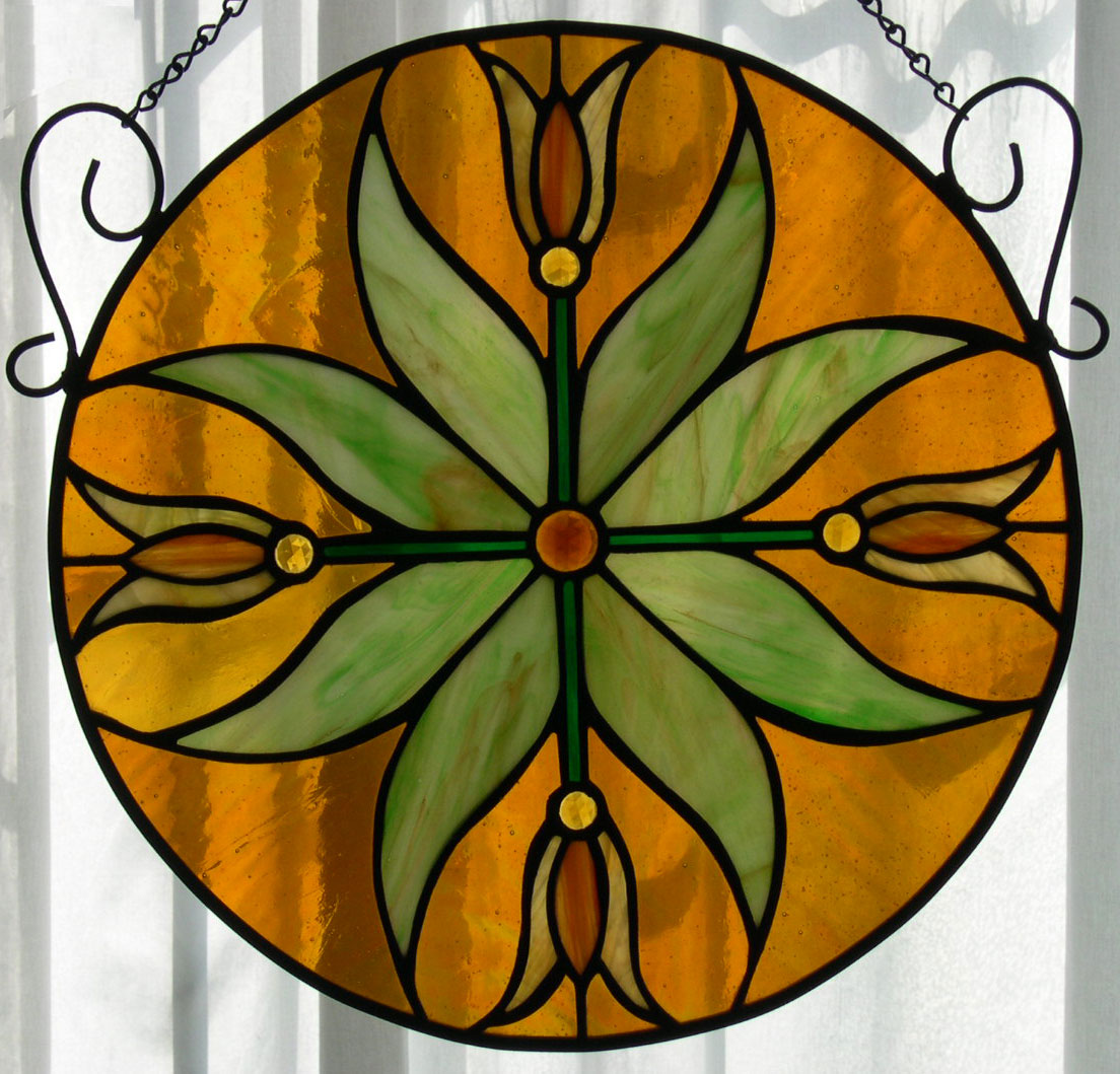 Stained Glass Window - Golden Tulips