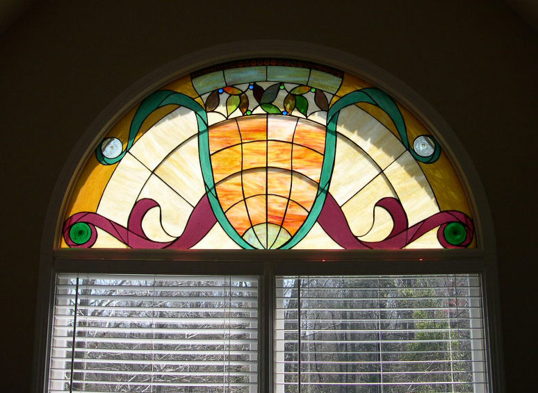 Large Half Round Stained Glass Window